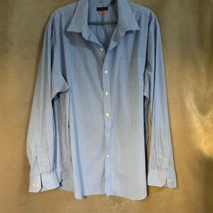 Van Heusen Men’s XXL Tall Blue and White Checkered Shirt